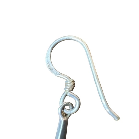 Designer Sterling Silver Black Onyx Inlay Dangle Earrings - Picture 4 of 6